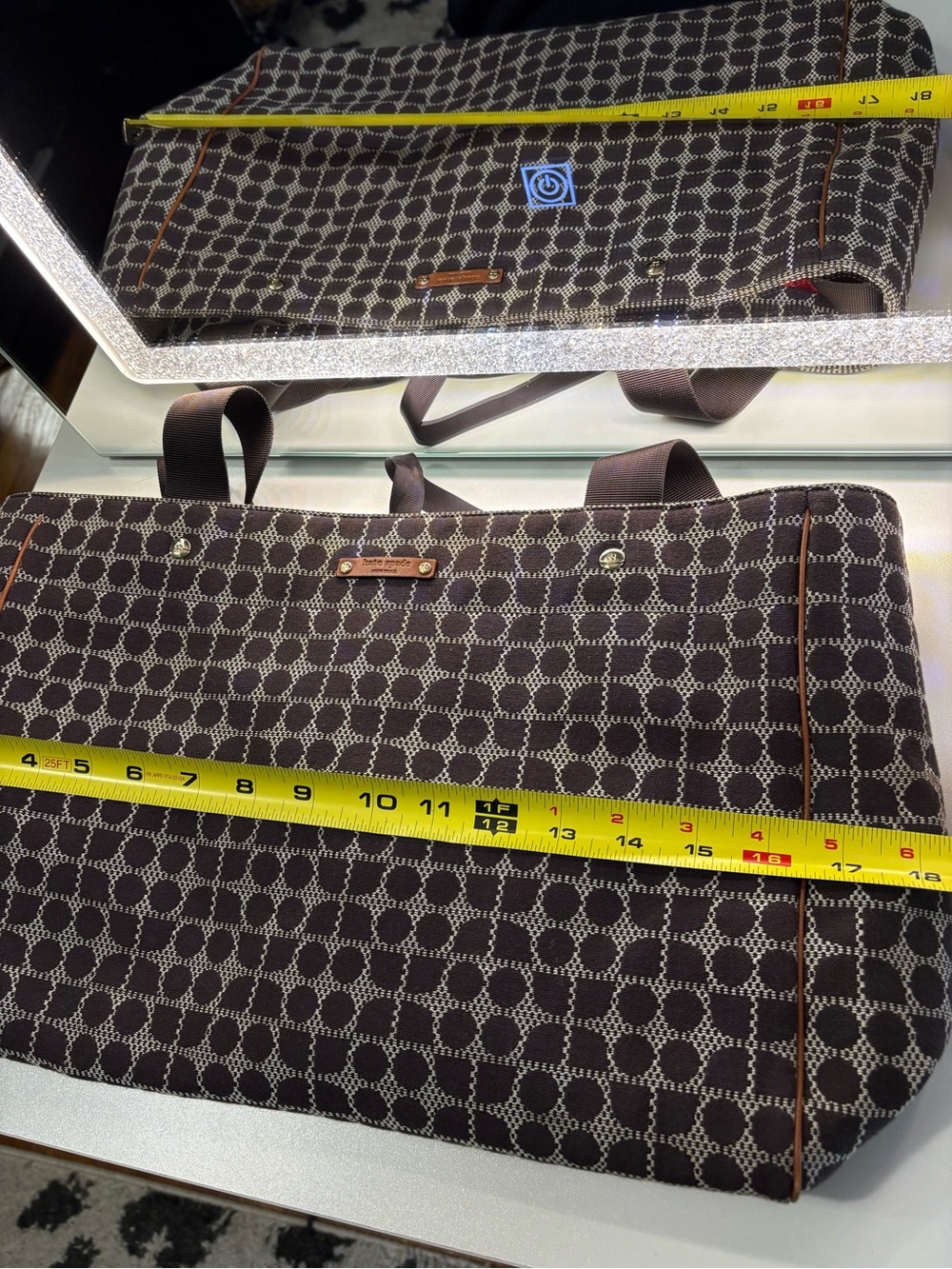 kate spade Brown and Cream Printed Tote with Dark Brown Straps - Picture 12 of 16